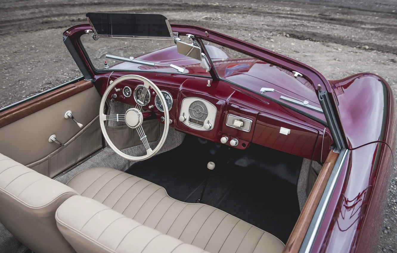 Фото обои Porsche, 356, 1951, car interior, Porsche 356 1300 Cabriolet