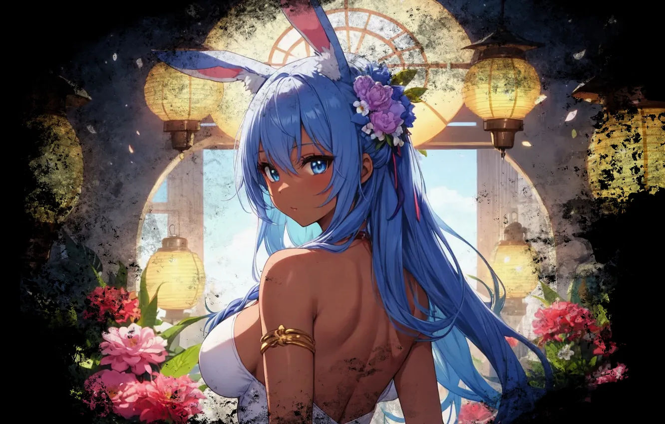 Фото обои kawaii, girl, hot, sexy, boobs, rabbit, anime, brown