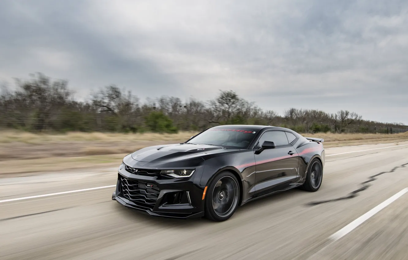 Фото обои Chevrolet, Camaro, black, Hennessey, Hennessey Chevrolet Camaro ZL1 The Exorcist