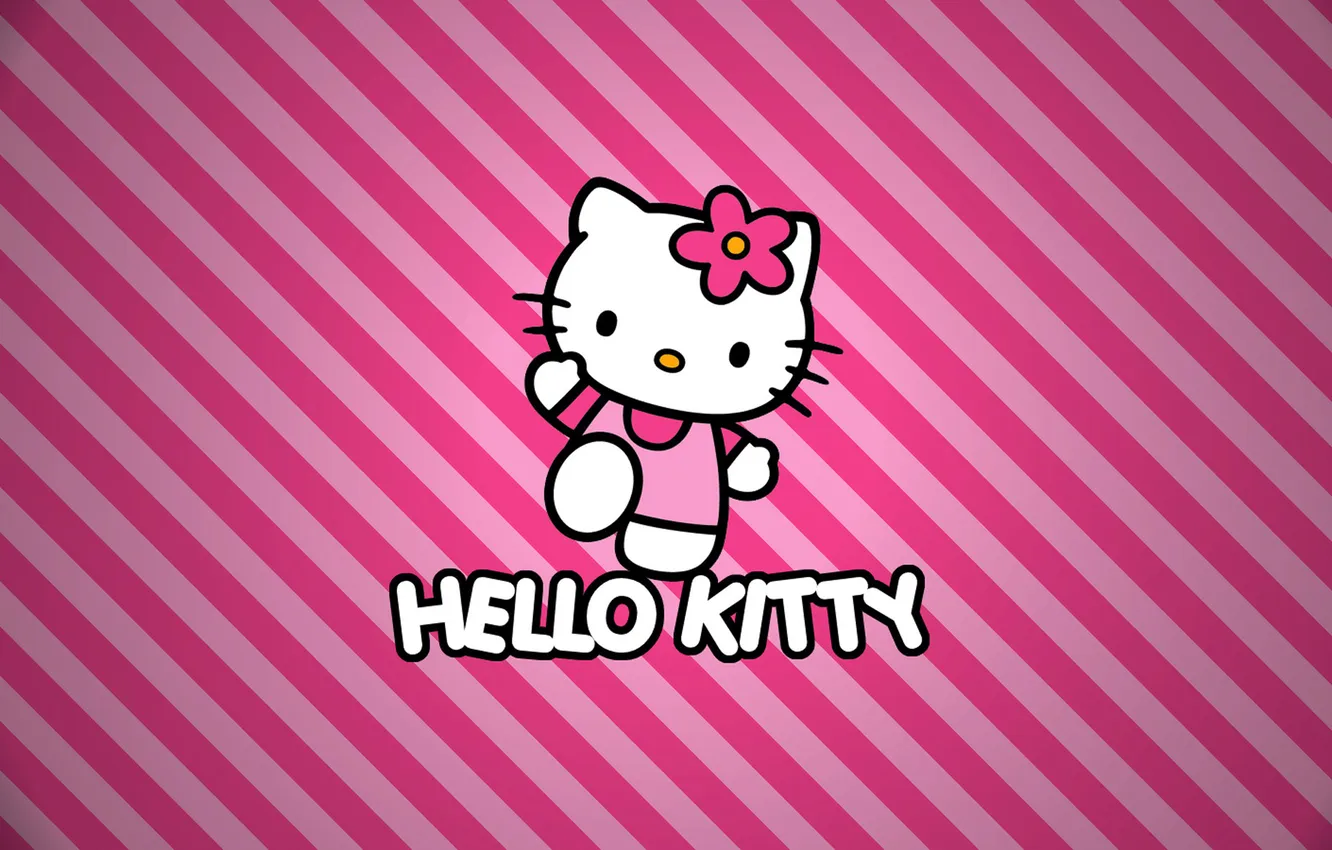 Фото обои котенок, Hello Kitty, китти, розовый цвет