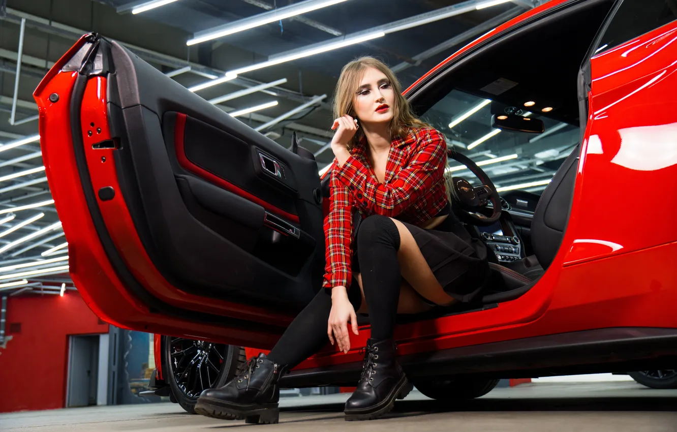 Фото обои девушка, милая, модель, Ford, Обои, шатенка, красивая, Гольфы