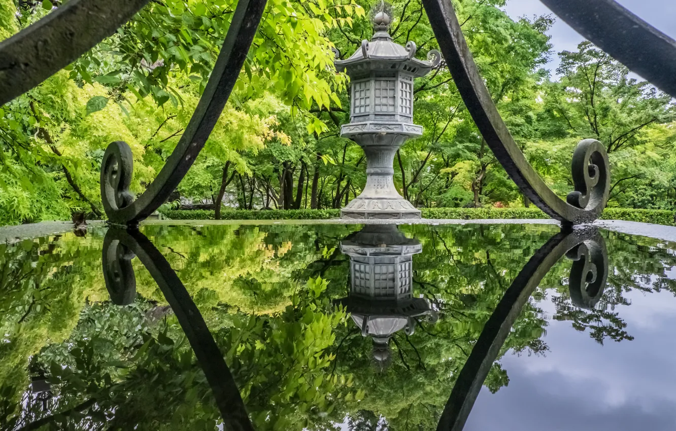 Фото обои вода, деревья, парк, отражение, Япония, храм, Japan, Kyoto