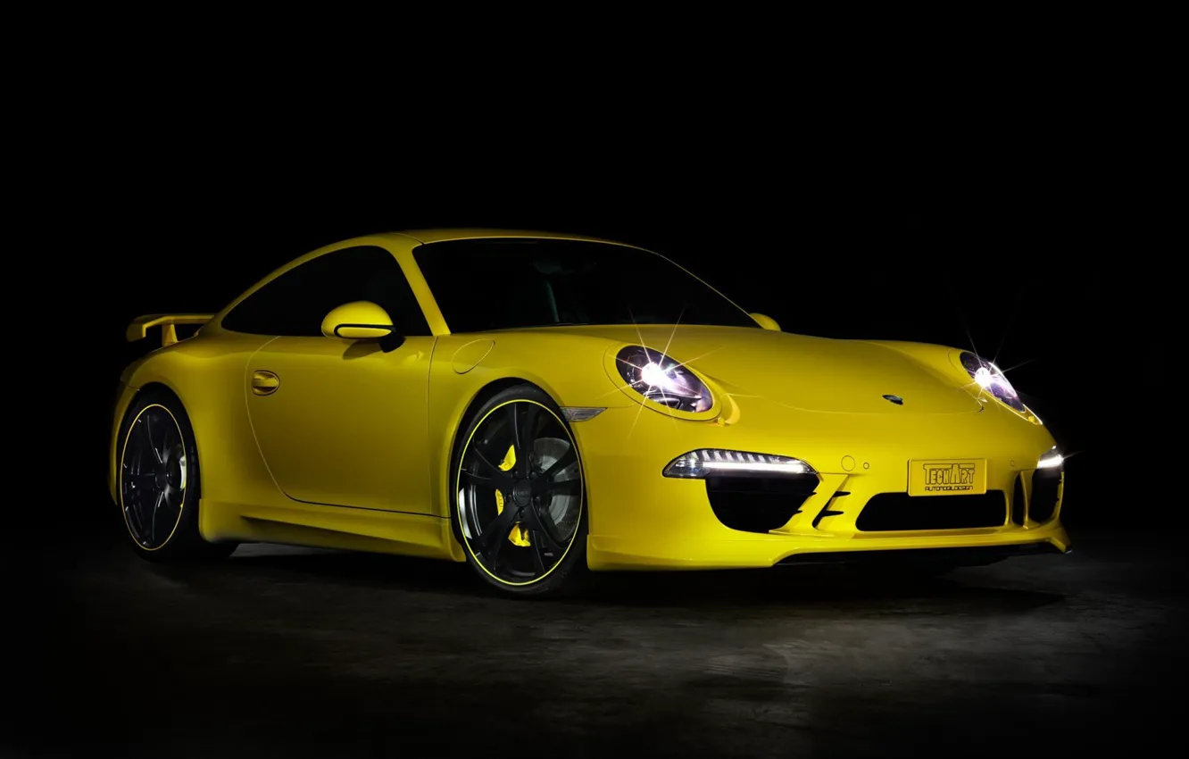 Фото обои 911, Porsche, Yellow, Tuning, Techart