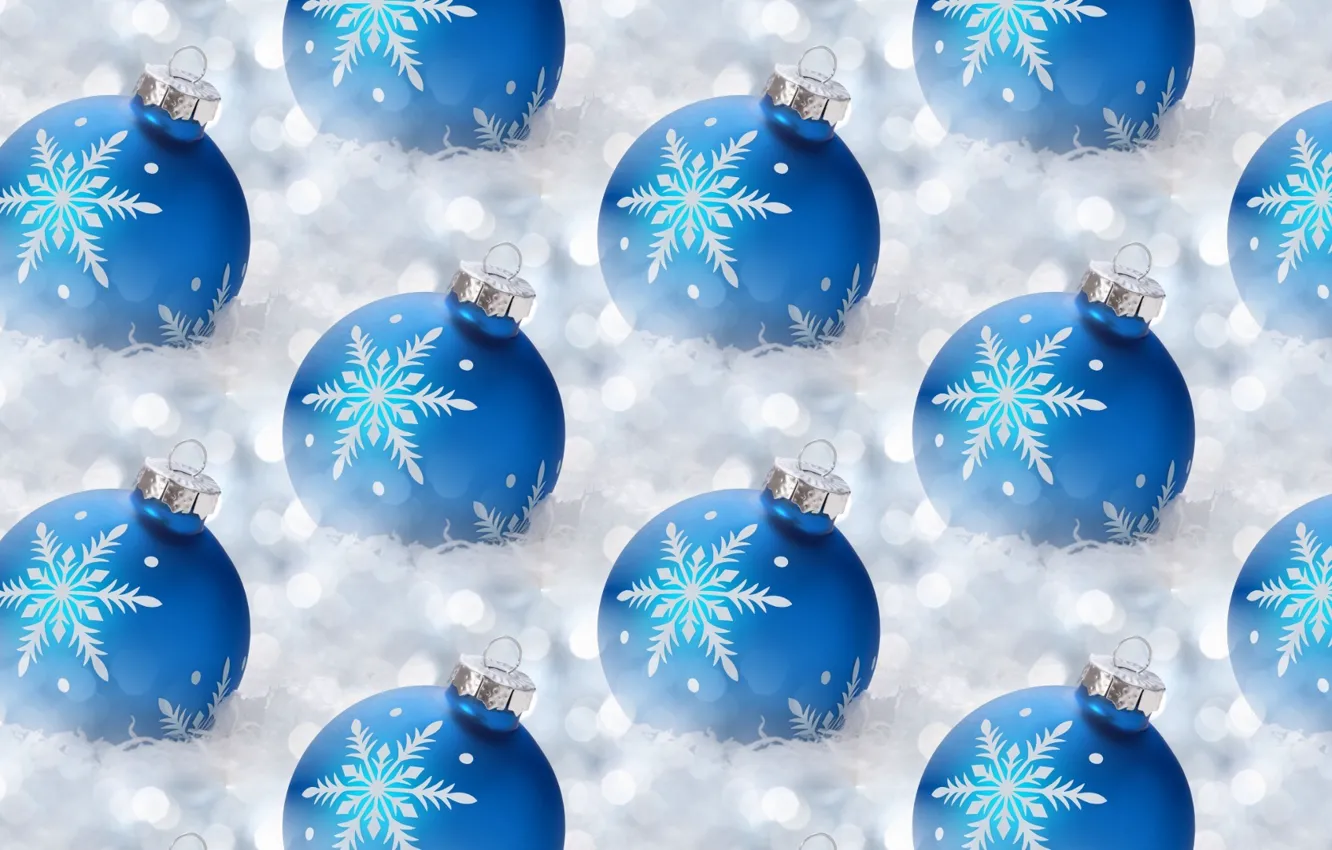 Фото обои шарики, снежинки, фон, праздник, текстура, Новый год, мишура, новогодние шары