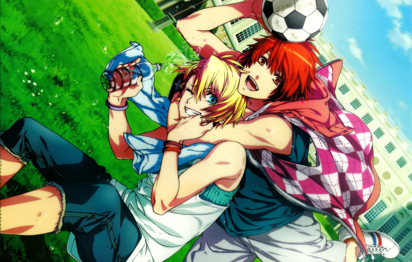 Фото обои футбол, мяч, аниме, арт, парни, Uta no Prince-sama