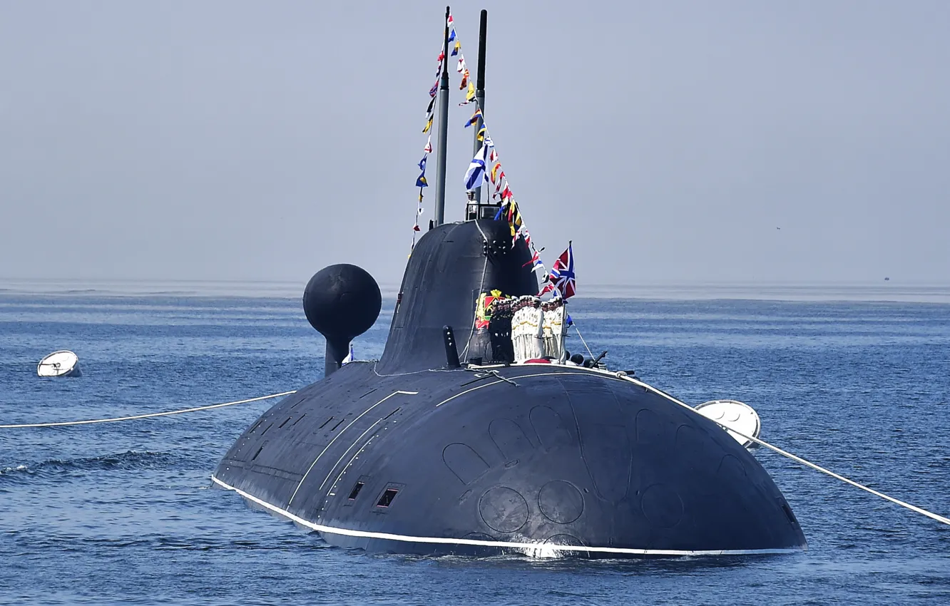 Фото обои лодка, субмарина, подводная, атомная, Парад, День Флота, 971 проект