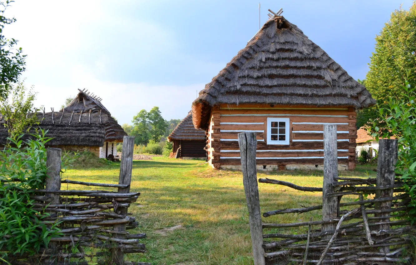 Фото обои village, cottage, poland, museum