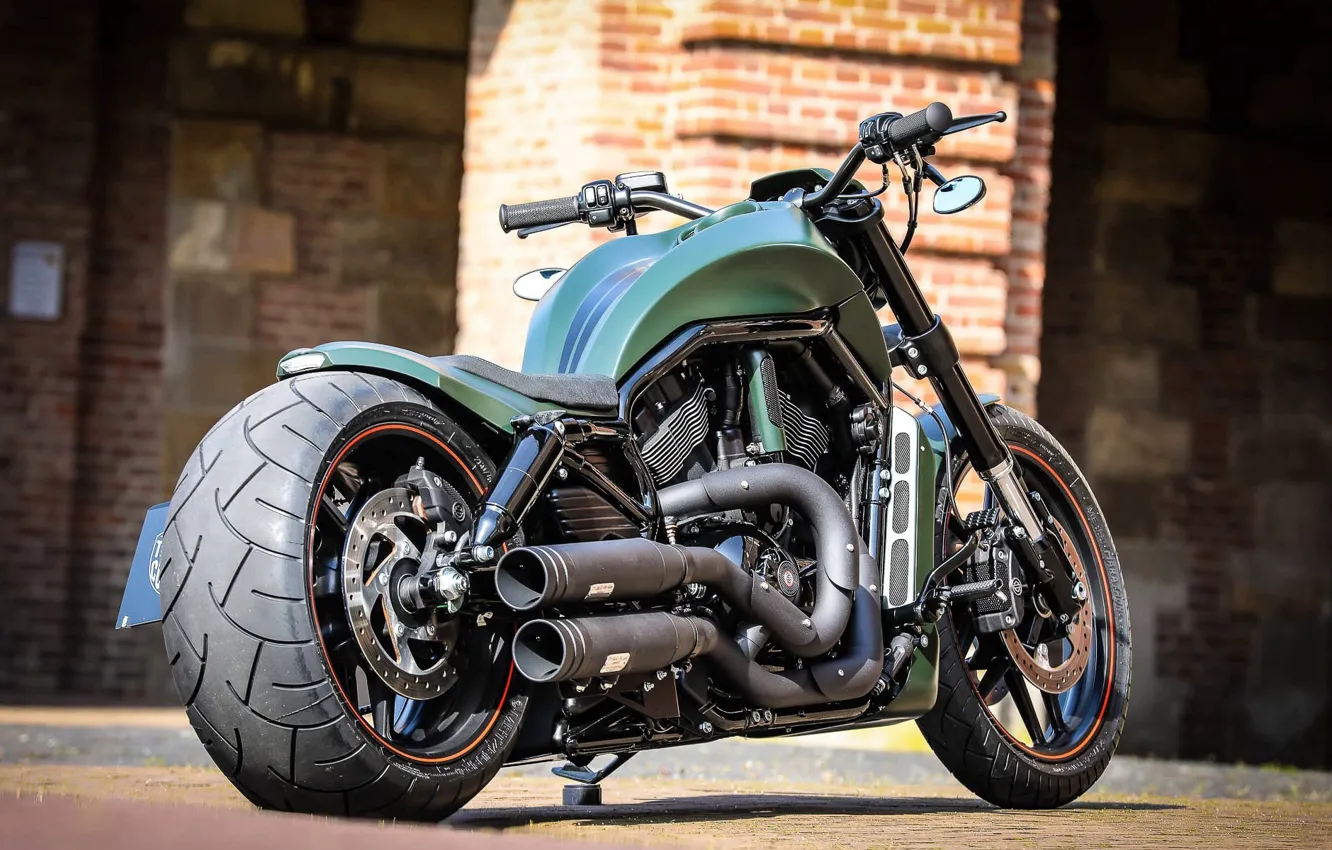 Фото обои Harley-Davidson, Custom, Thunderbike, VRSC, Green Poison