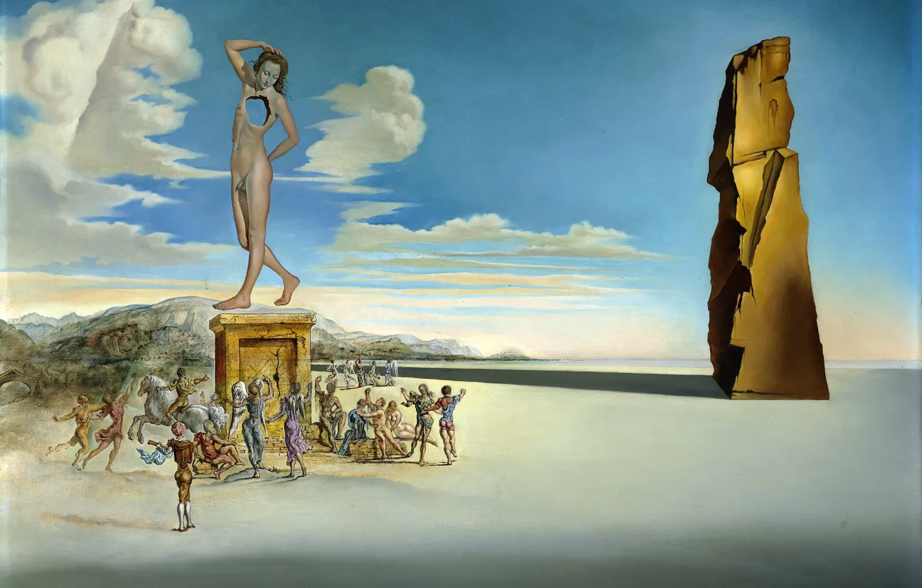 Фото обои сюрреализм, картина, Сальвадор Дали, Salvador Dali, Божество Залива Роз