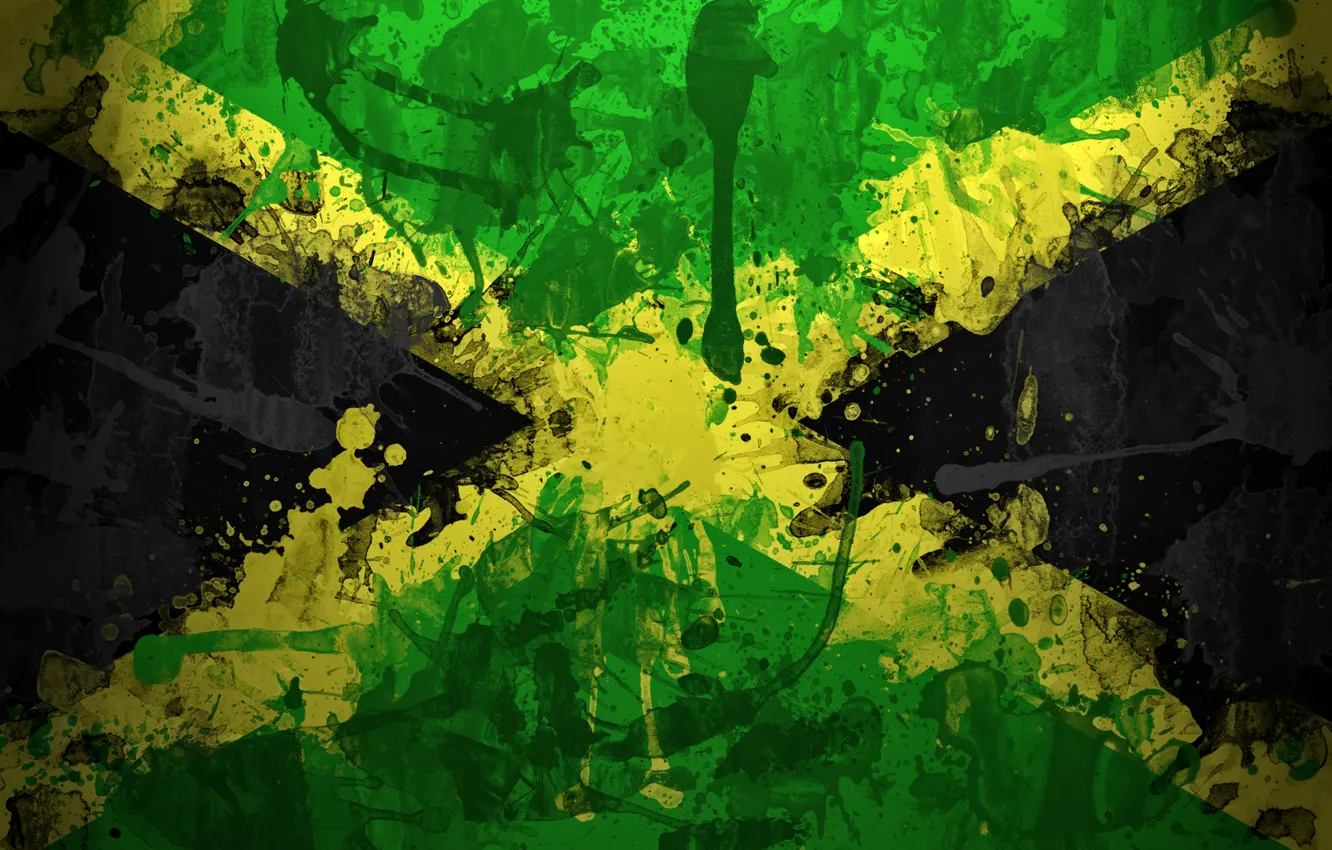 Фото обои краски, флаг, Ямайка