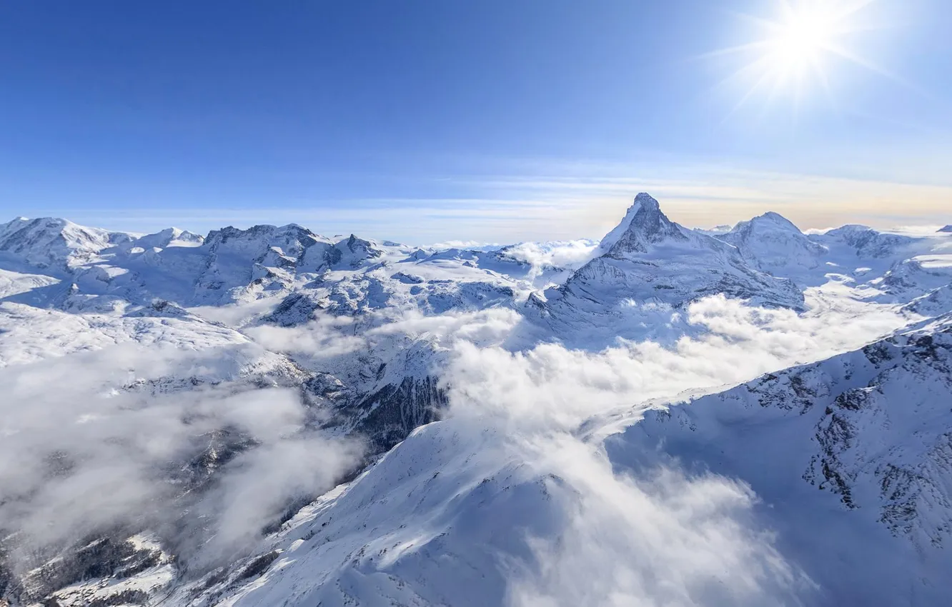 Фото обои снег, горы, Швейцария, Альпы