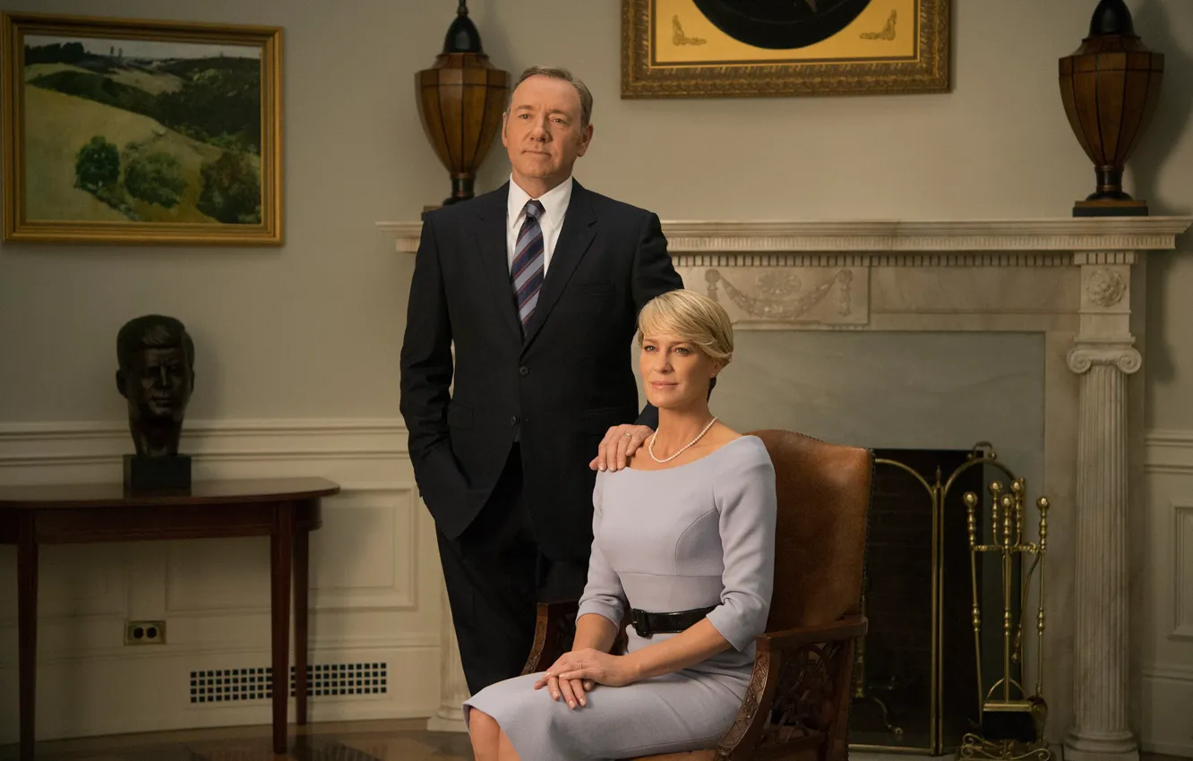 Фото обои сериал, House of Cards, Карточный домик, Kevin Spacey, Robin Wright, Claire Underwood, Frank Underwood, Кевин …