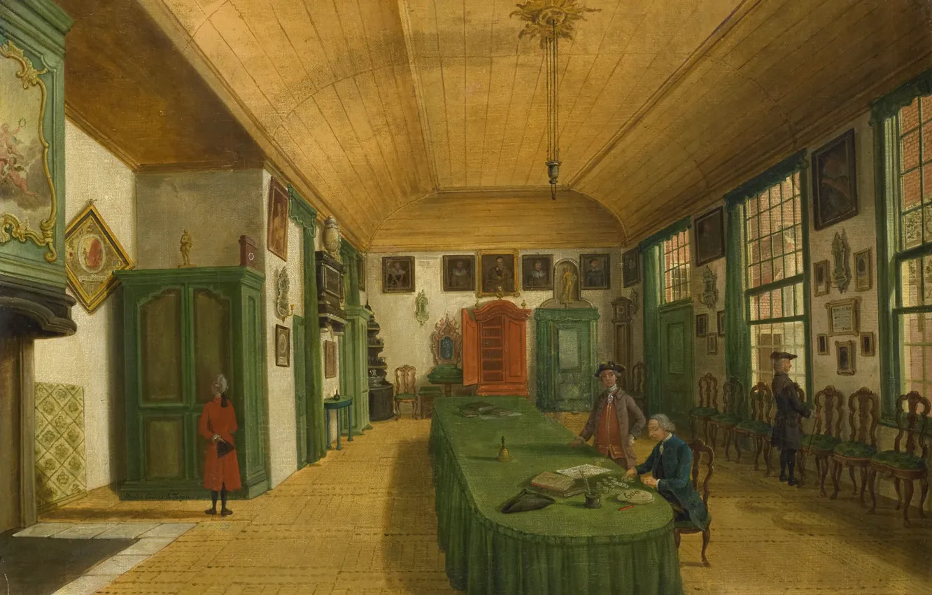 Фото обои картина, жанровая, Паулюс Константин Лафарг, Интерьер Зала Общества в Лейдене