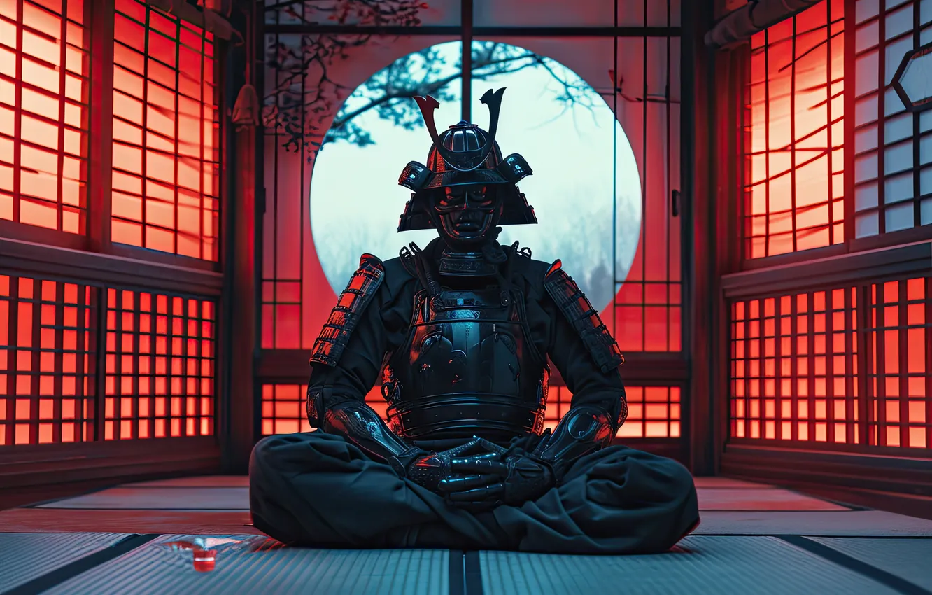 Фото обои house, samurai, japanese, meditation, traditional