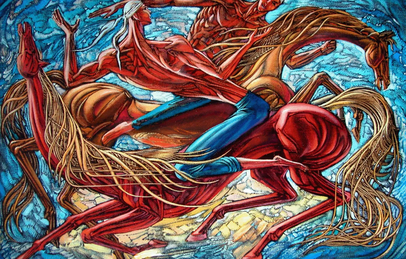 Фото обои конь, борьба, мускулы, качек, Айбек Бегалин, 2007г