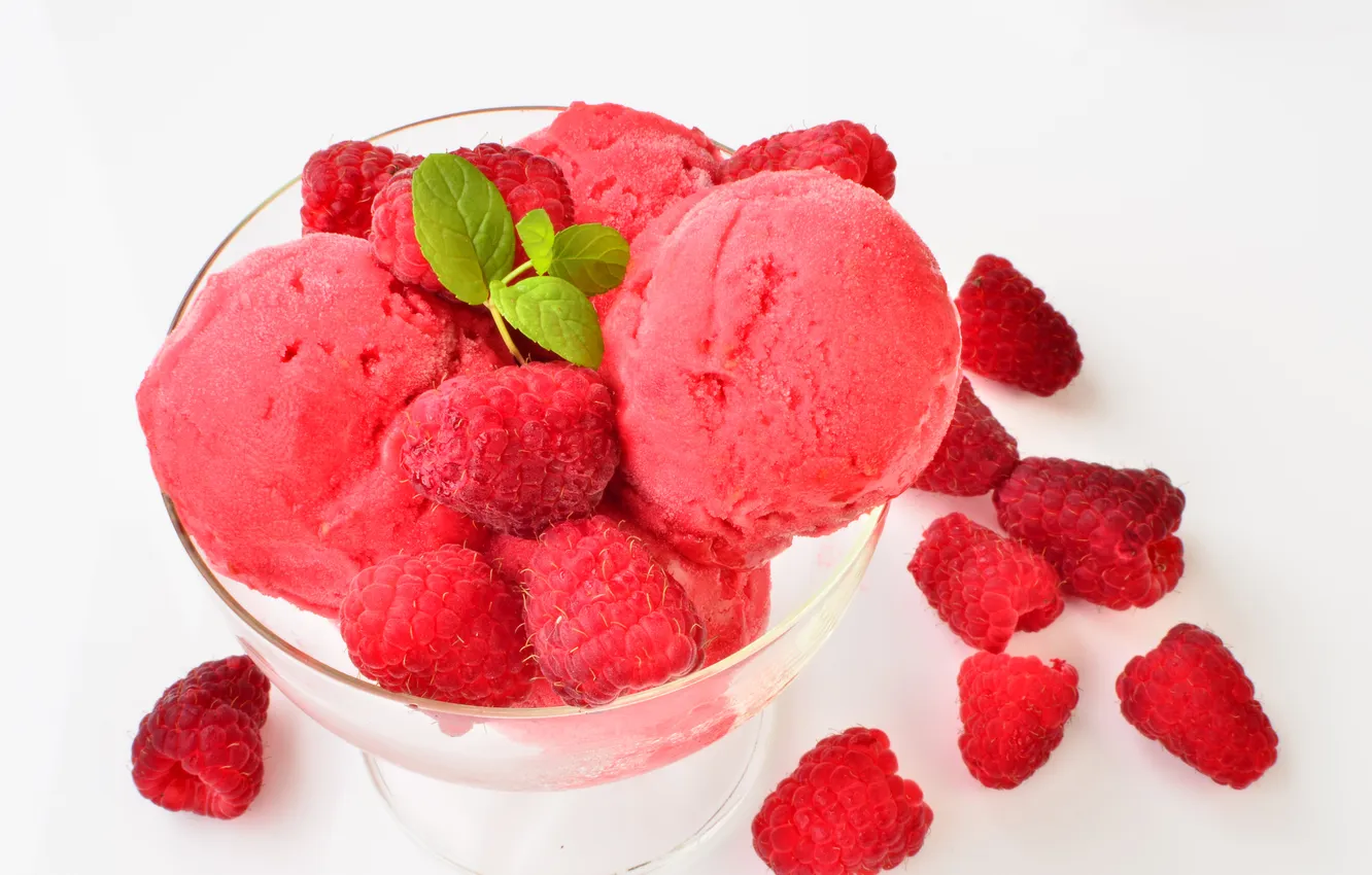 Фото обои малина, мороженое, десерт, сладкое, dessert, berries, raspberry, ice cream