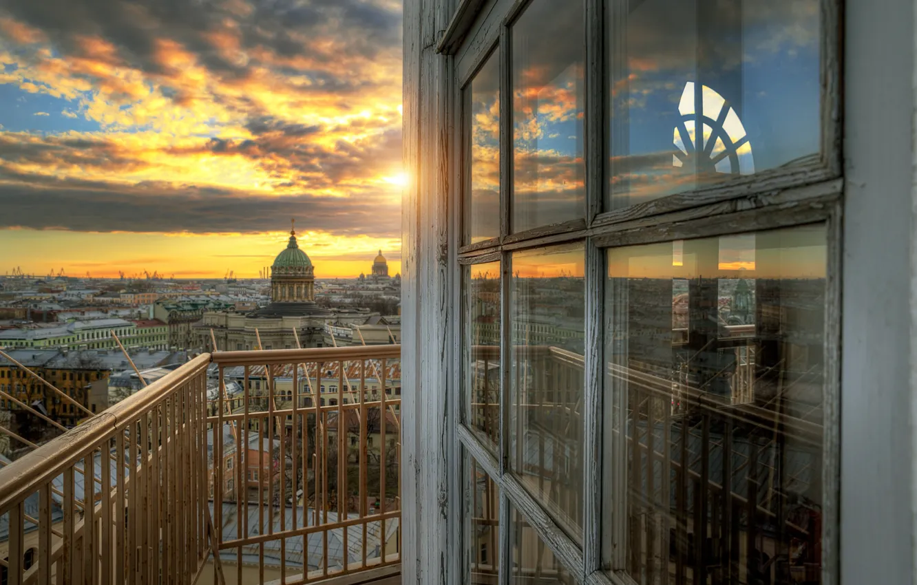 Фото обои небо, облака, закат, фото, вид, окно, Санкт-Петербург, Невский проспект