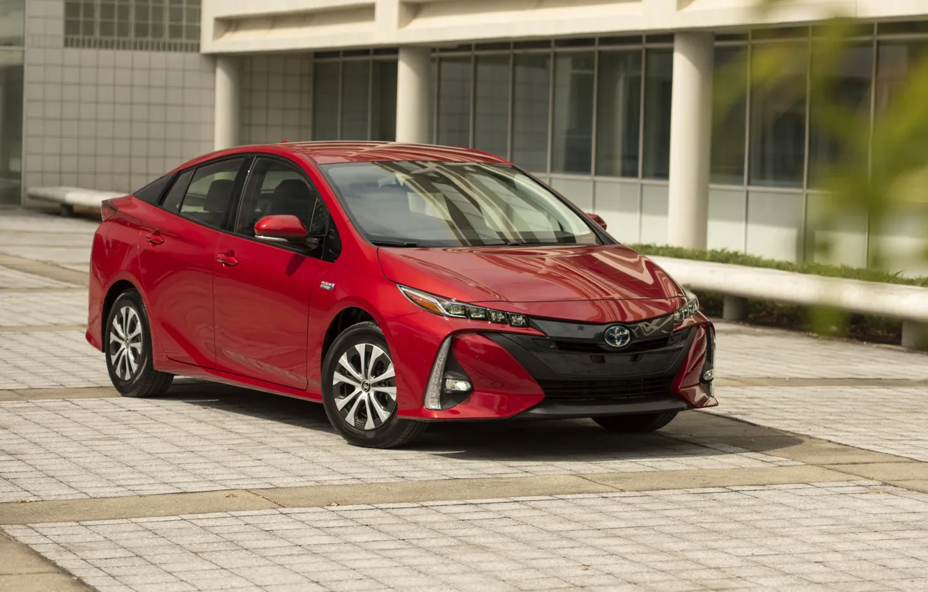 Фото обои Toyota, красная, Prius, Prime, 2017–19