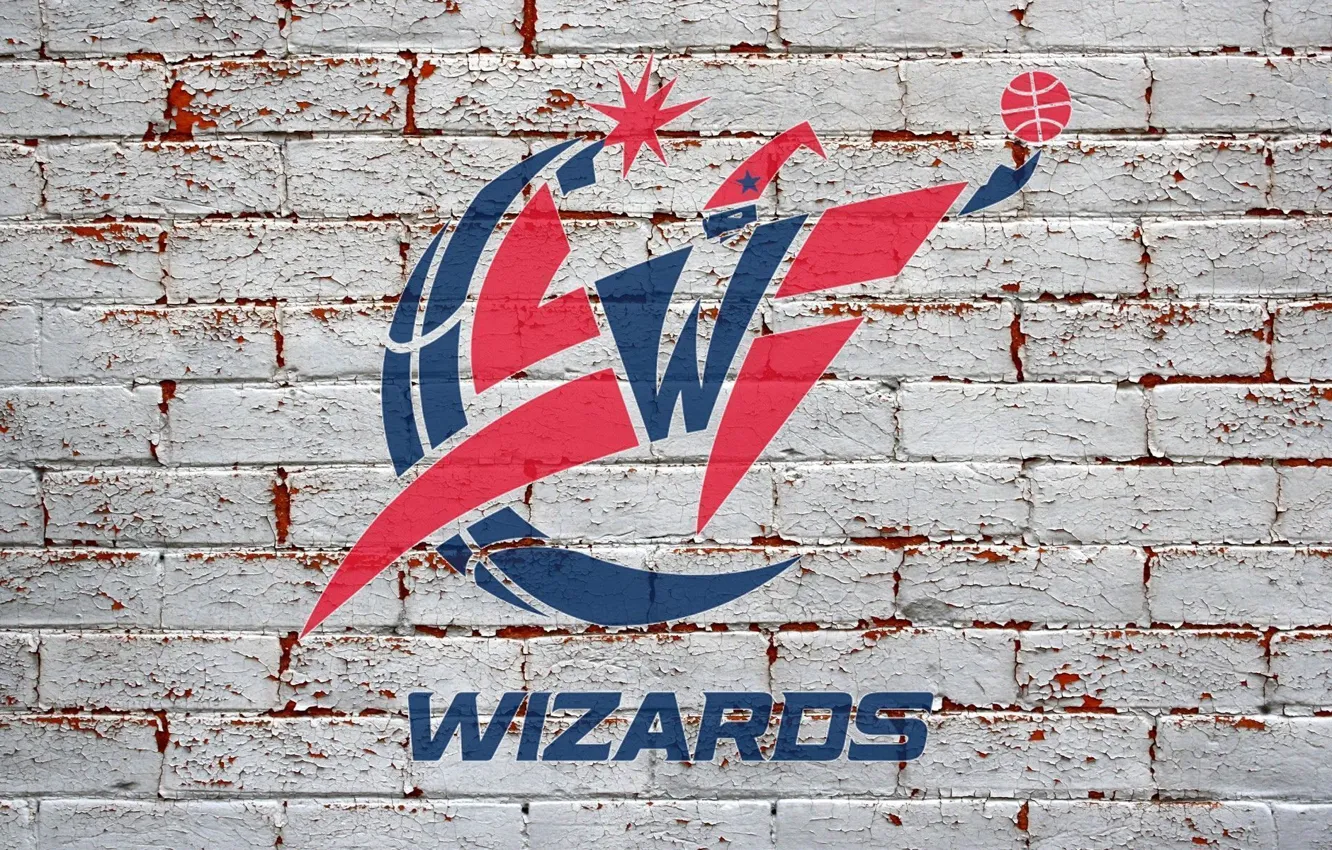 Фото обои стена, лого, NBA, Washington Wizards, Баскетбод
