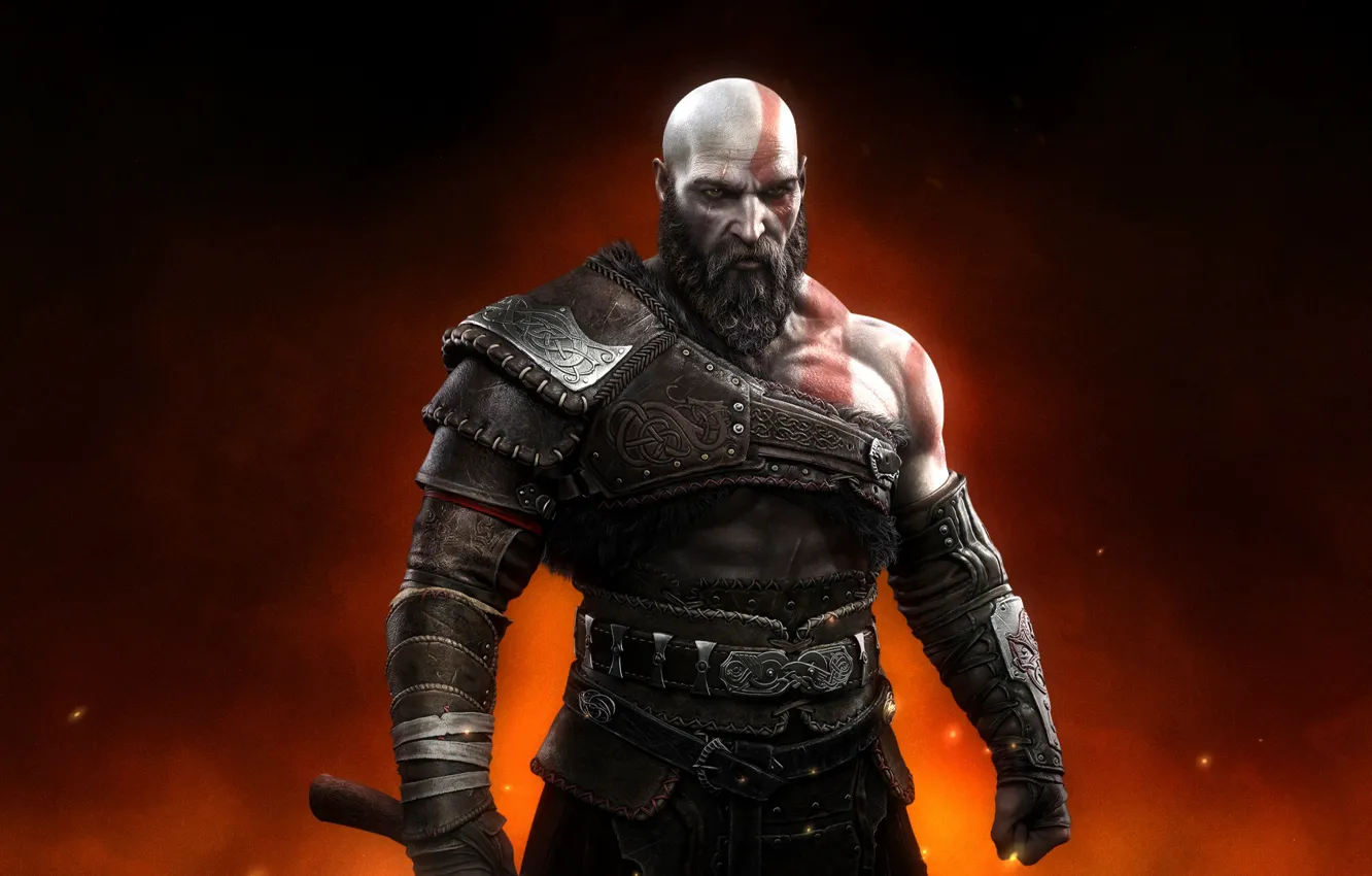 Фото обои god of war, weapon, kratos, man, blade, cool, viking, spartan