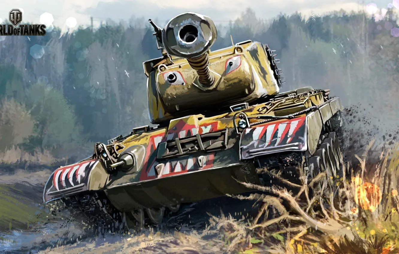 Фото обои тигр, техника, танки, мир танков, World of Tanks, M46 Patton KR, камуфляж.