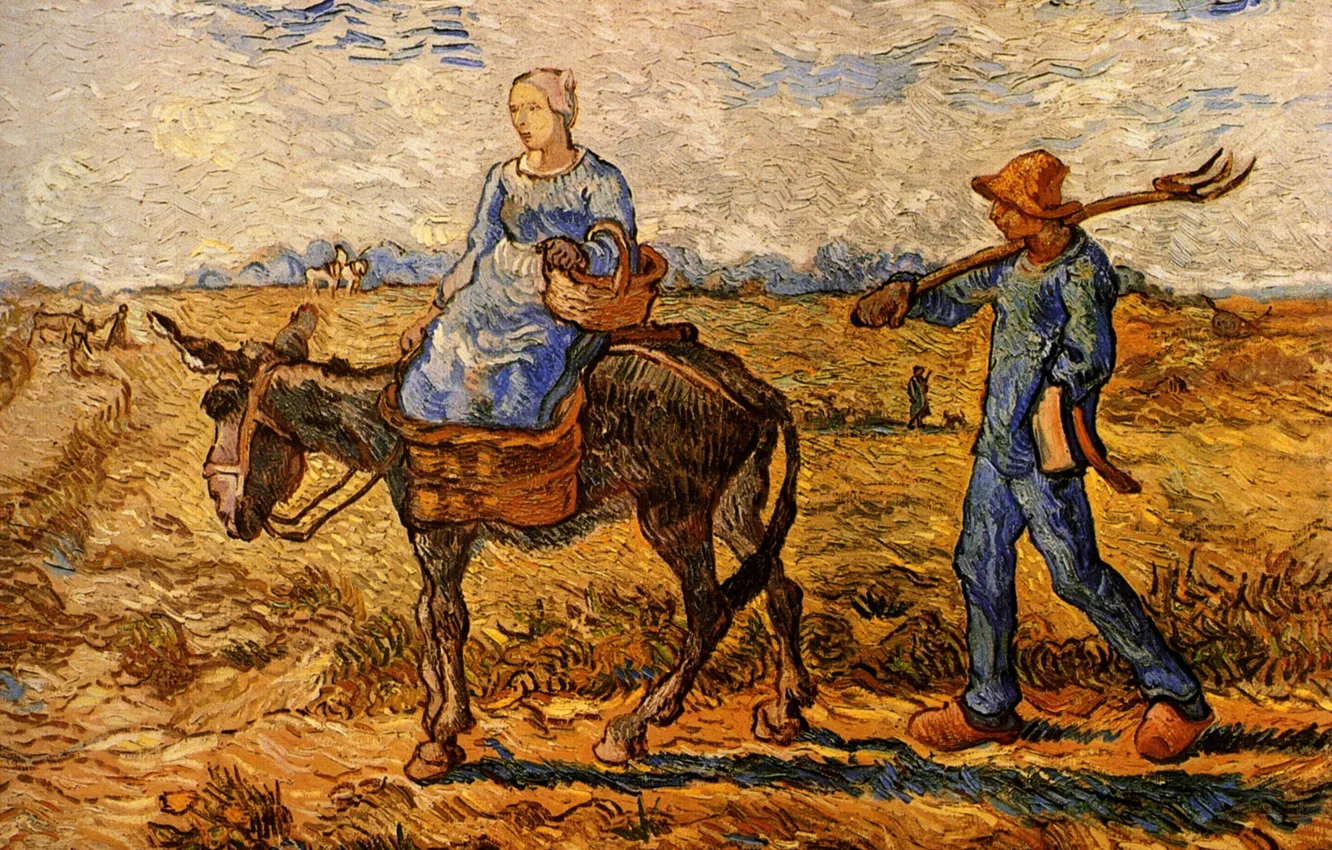 Фото обои Vincent van Gogh, Morning Peasant, Couple Going to Work