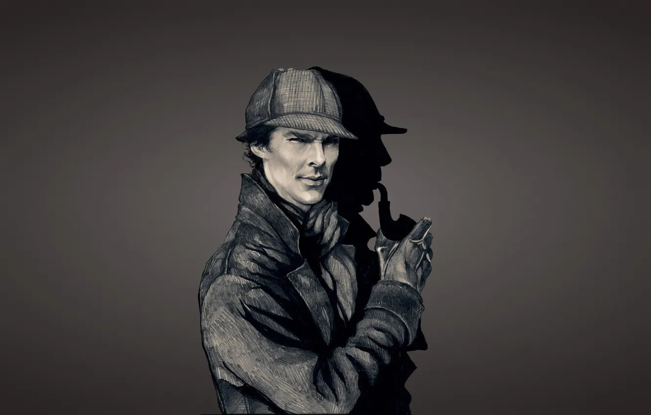 Фото обои темный фон, трубка, Шерлок Холмс, Бенедикт Камбербэтч, Benedict Cumberbatch, Sherlock Holmes