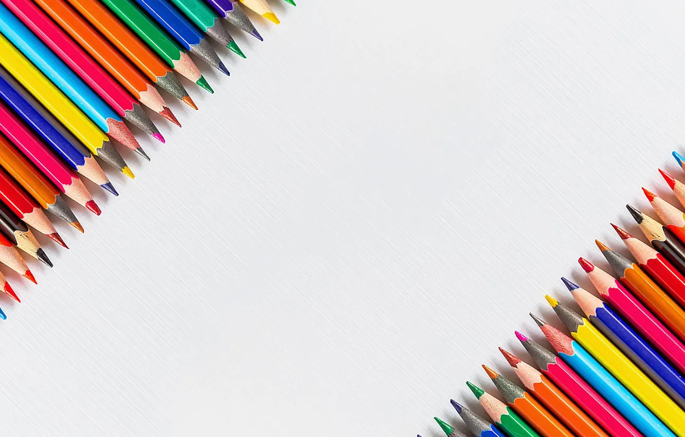 Фото обои цветные, карандаши, школа