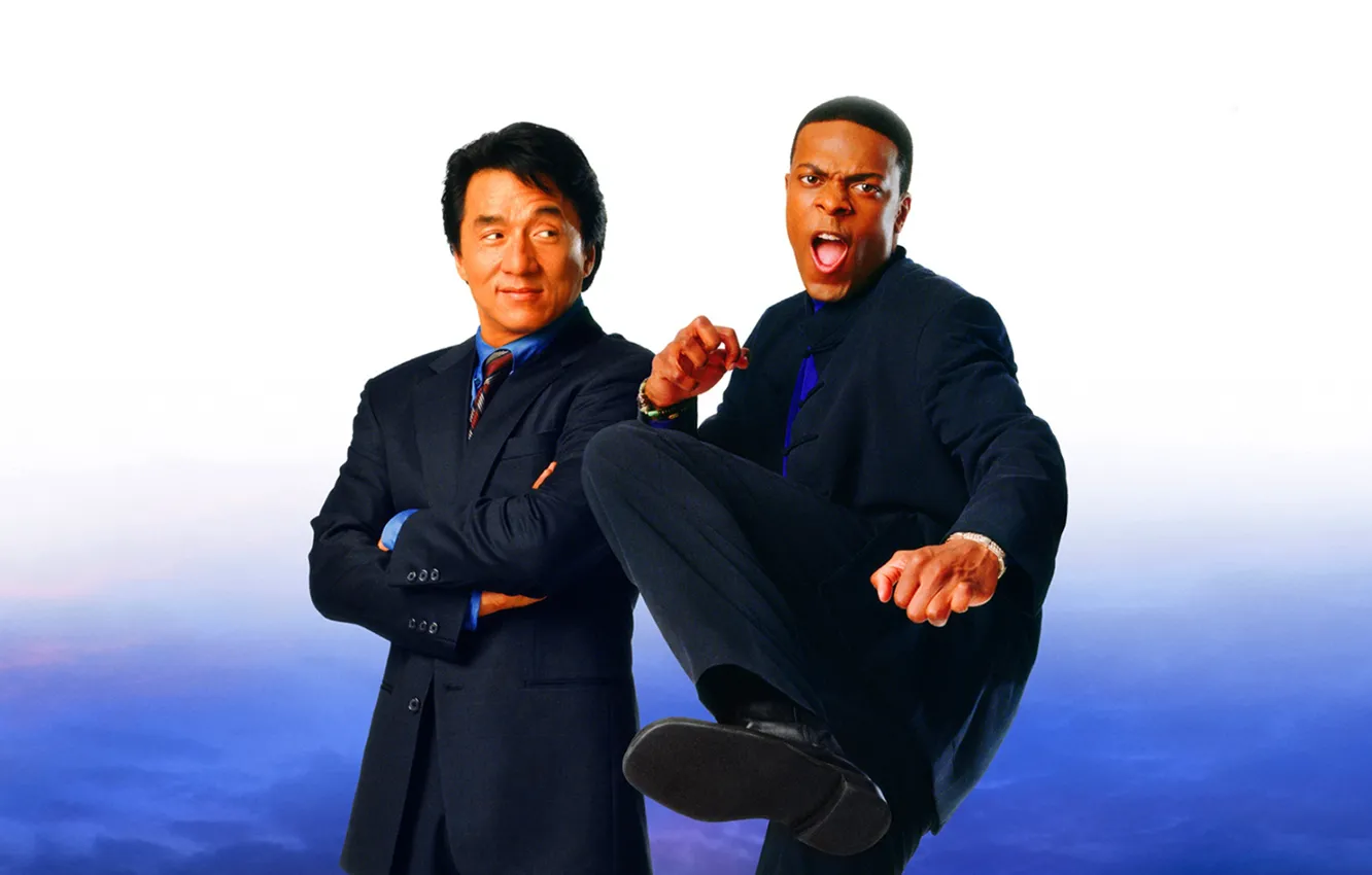 Фото обои Jackie Chan, напарники, Chris Tucker, Час пик 2, Rush Hour 2