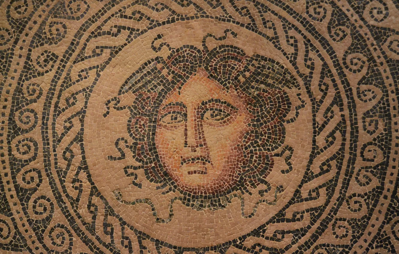 Фото обои Фрагмент, Мозаика, Valencia History Museum, Opus Tessellatum, Mosaic of the Medusa, Исторический музей Валенсии, Мозаика …