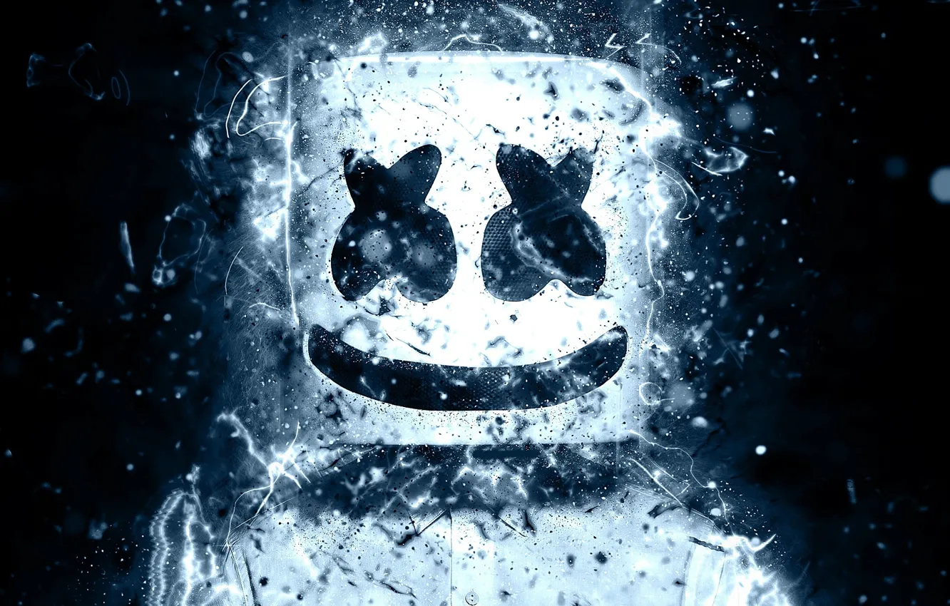 Фото обои улыбка, маска, смайлик, DJ Marshmello
