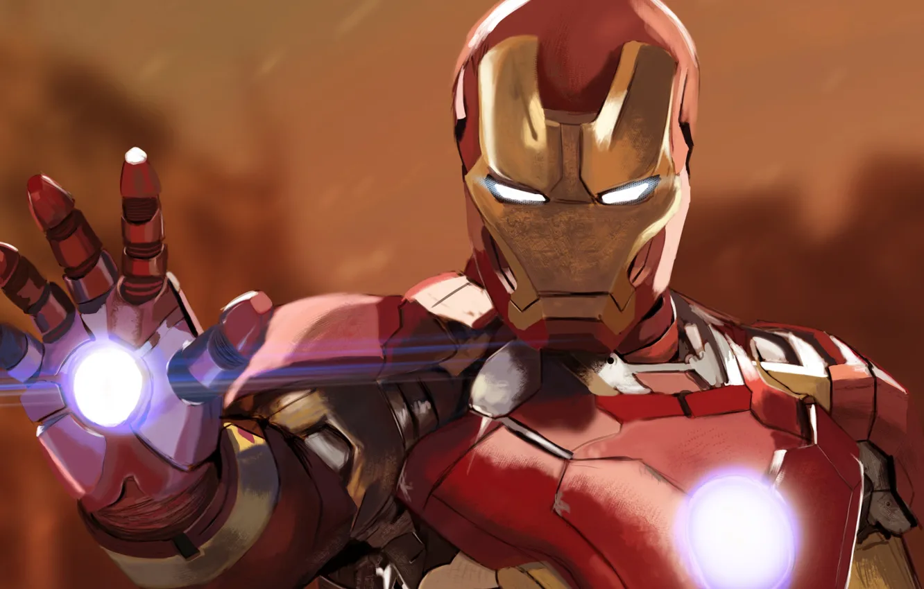 Фото обои фон, арт, костюм, шлем, Железный человек, Iron Man, комикс, MARVEL