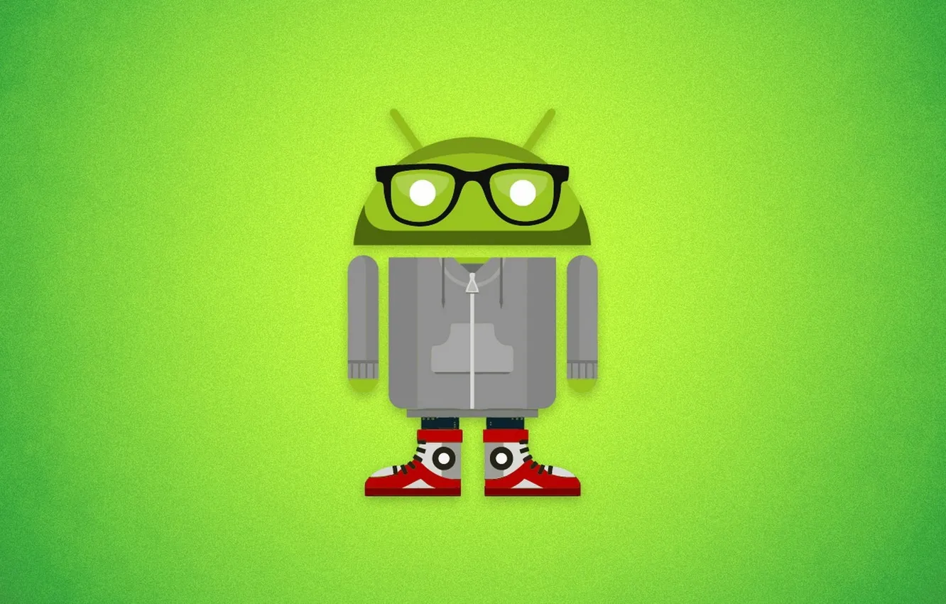Фото обои Android, ФОН, ОЧКИ, КЕДЫ, ЛОГОТИП, ЗАСТАВКА, АНДРОИД