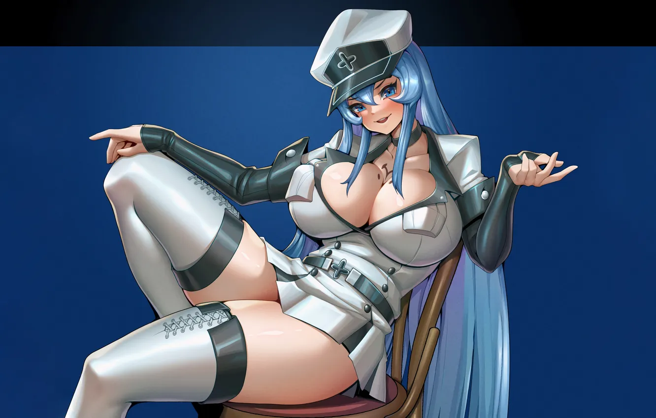 Фото обои girl, sexy, cleavage, thighhighs, long hair, legs, boobs, anime