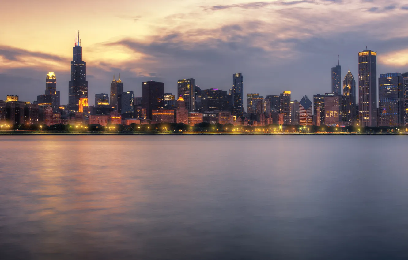Фото обои город, небоскребы, USA, Chicago, illinois, панорамма