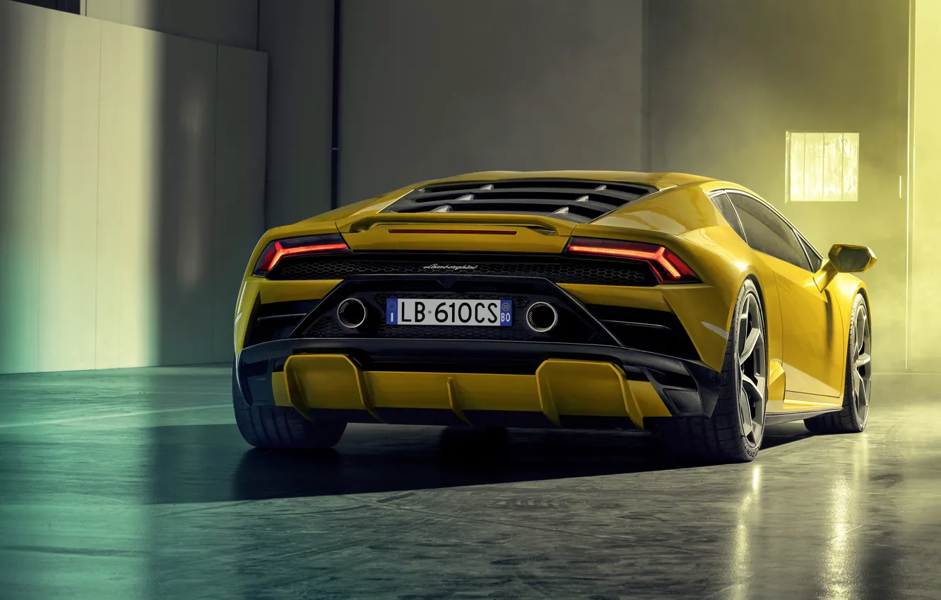 Фото обои Lamborghini, вид сзади, Huracan, 2020, RWD, Huracan Evo