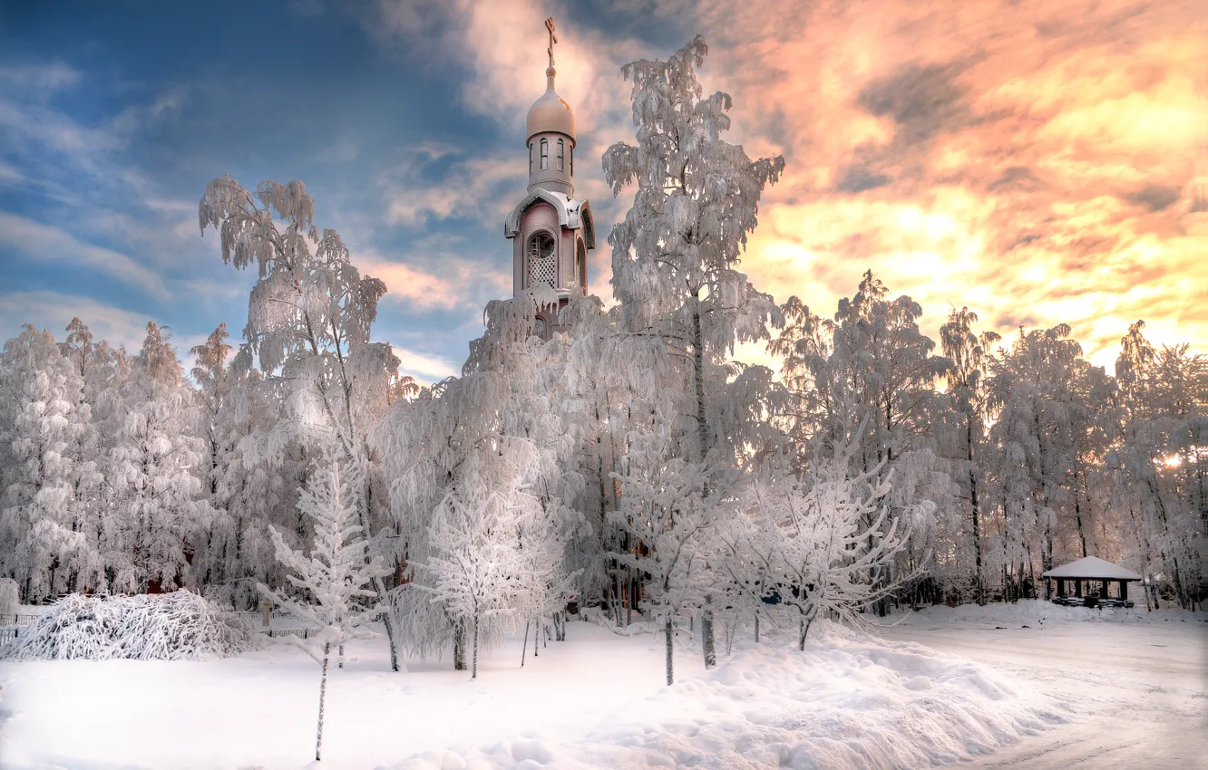 Фото обои зима, Санкт-Петербург, храм