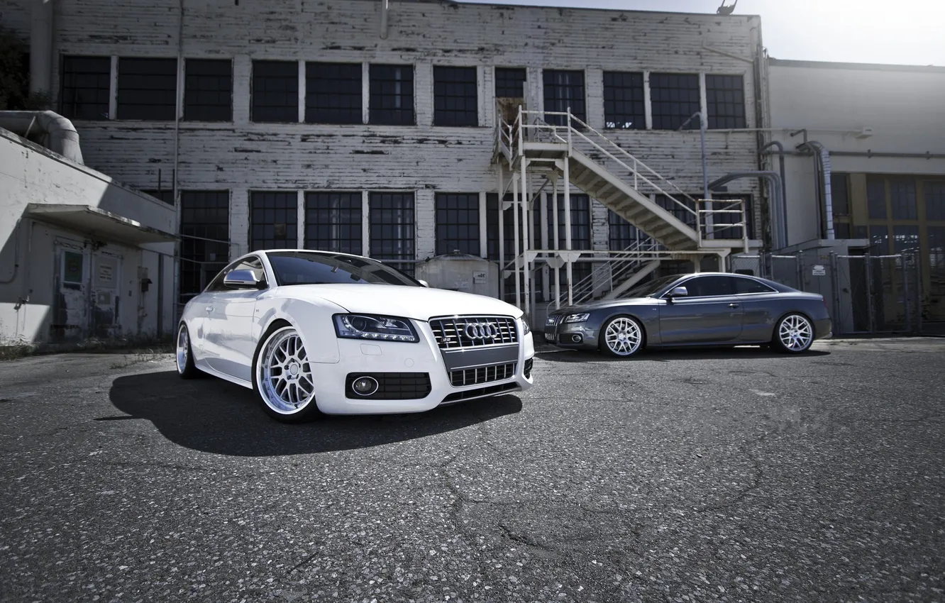 Фото обои белый, Audi, здание, окна, Ауди, серебристый, white, диски
