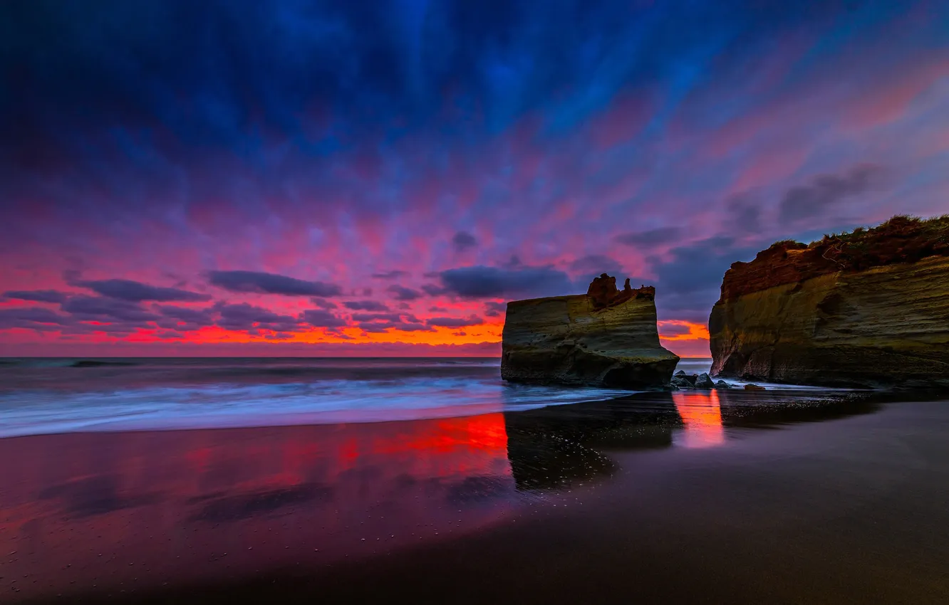 Фото обои море, небо, скалы, Новая Зеландия, New Zealand