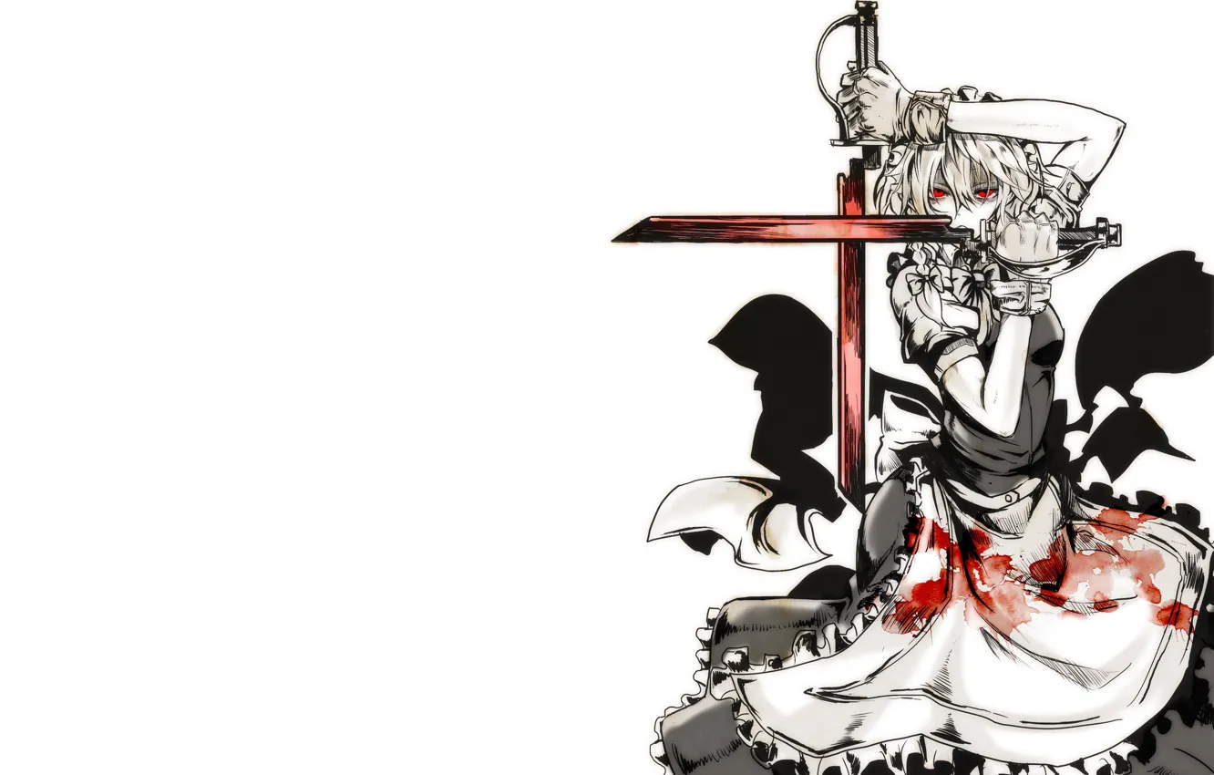 Фото обои взгляд, девушка, оружие, меч, Hellsing, touhou, Хелсинг, Тоухоу