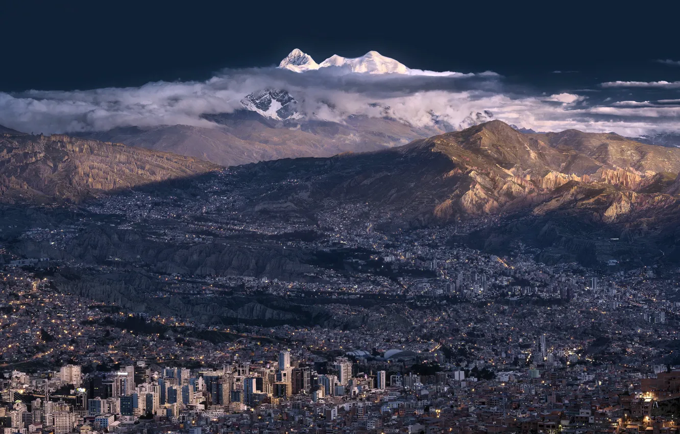 Фото обои горы, город, La Paz