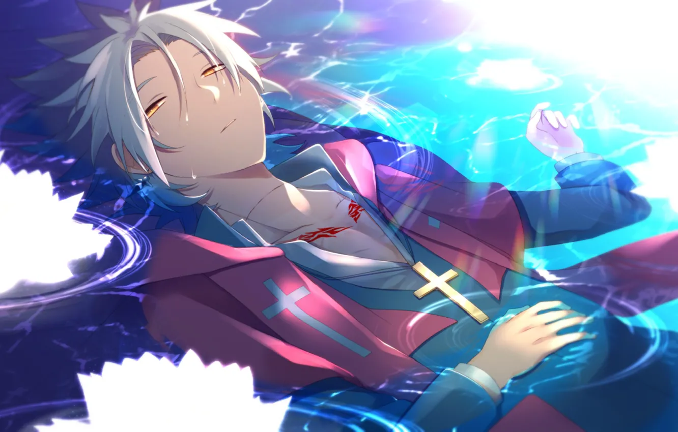 Фото обои вода, тату, парень, Fate / Grand Order, Судьба великая кампания