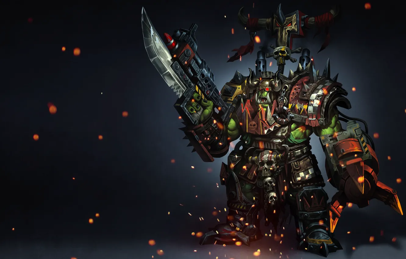 Фото обои Минимализм, Игра, Warhammer 40000, Арт, Art, Ork, WH40K, Game Art