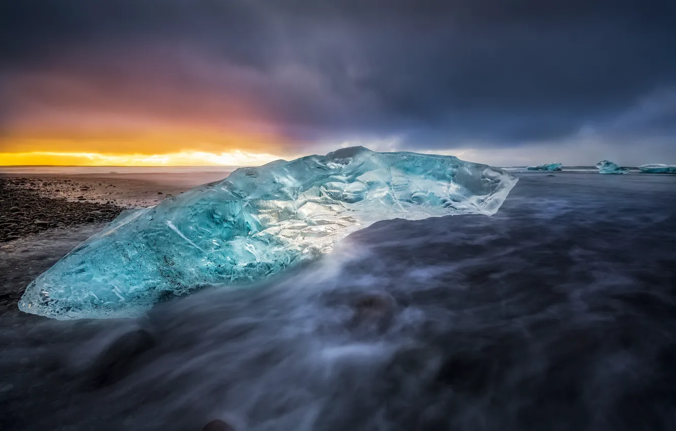 Фото обои море, пляж, природа, берег, лёд, Исланди