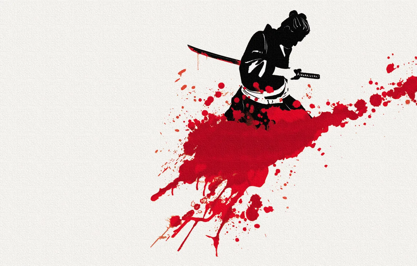 Фото обои фон, меч, катана, самурай, мужчина