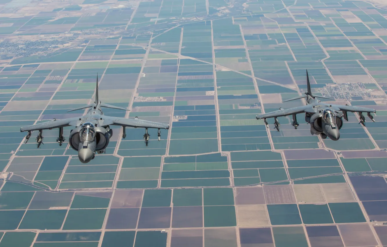 Фото обои земля, истребители, пара, штурмовики, AV-8B, Harriers