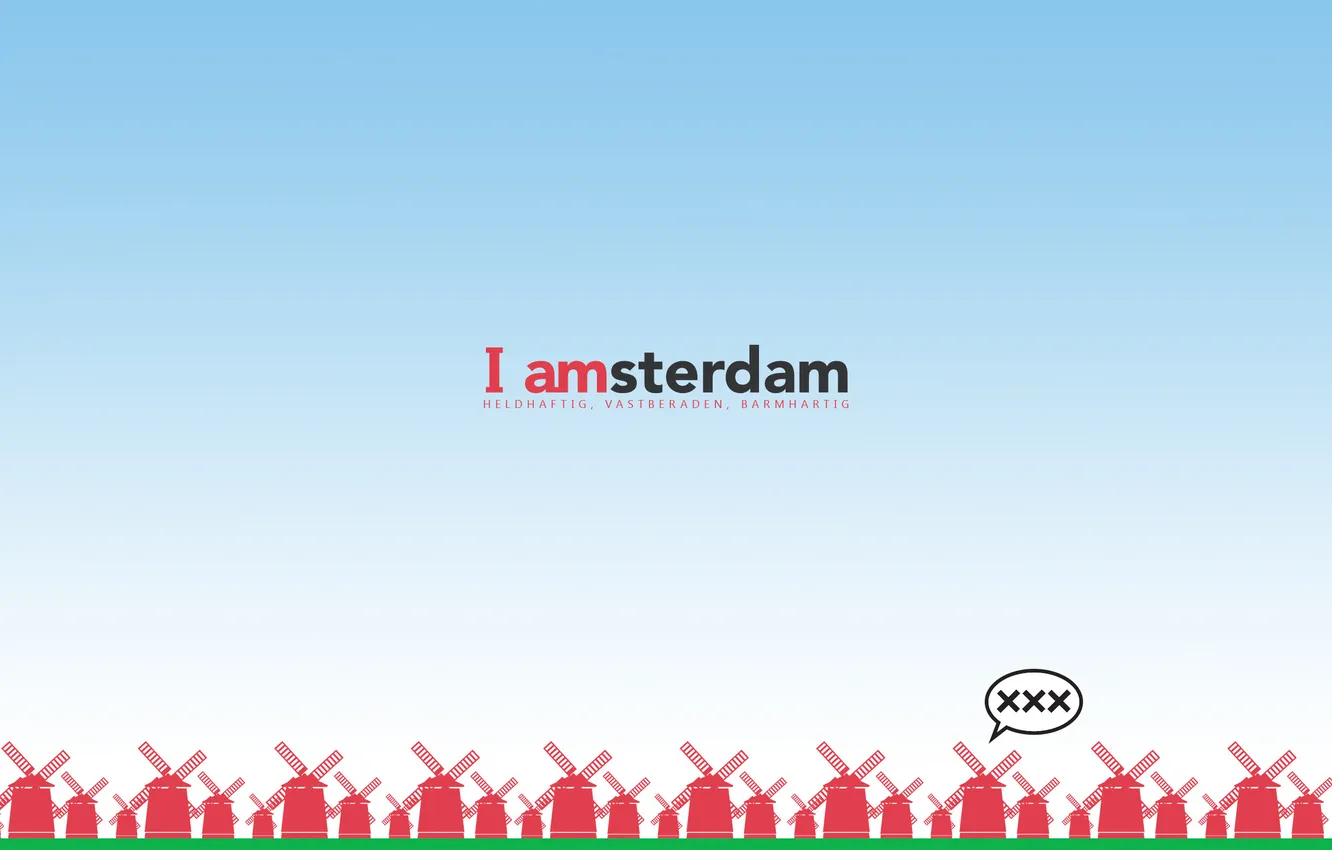 Фото обои небо, надпись, мельницы, амстердам, amsterdam, i amsterdam