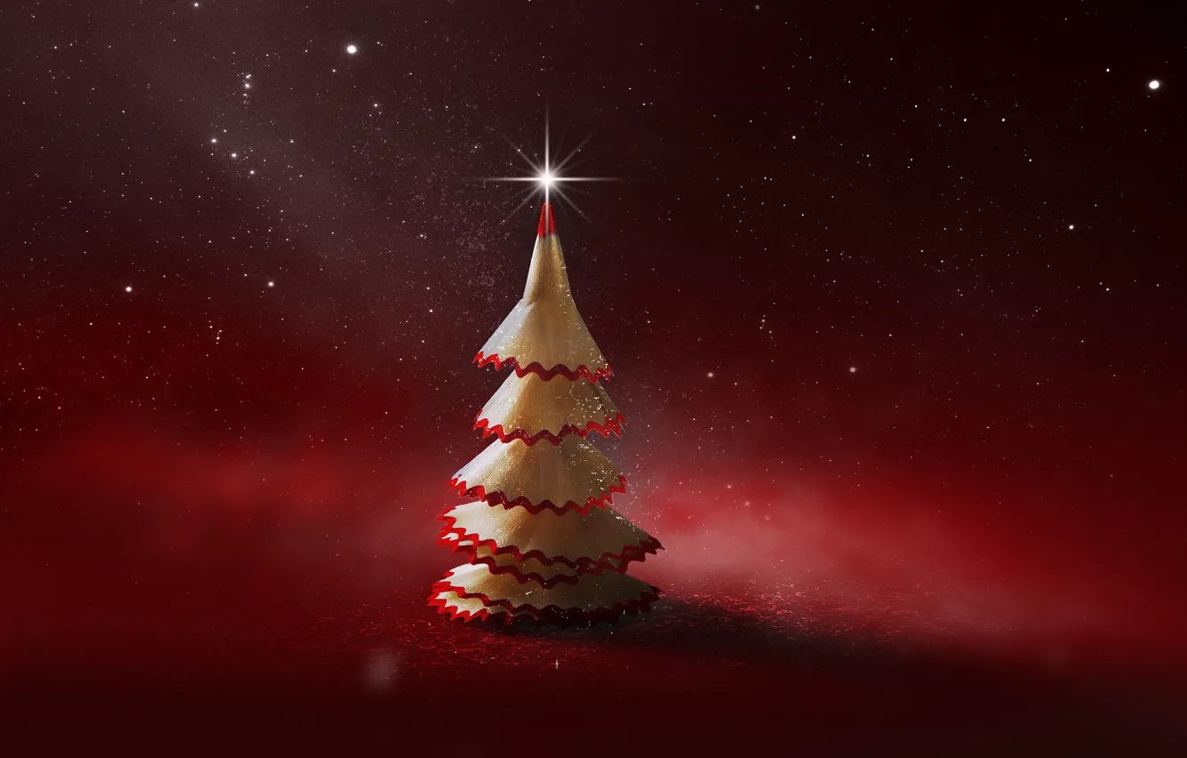 Фото обои креатив, елка, Новый Год, арт, Рождество, карандаш, Christmas, New Year