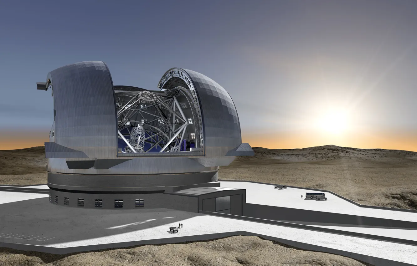 Фото обои Чили, Chile, The European Extremely Large, гигантский телескоп, telescope (E-ELT), artist's impression