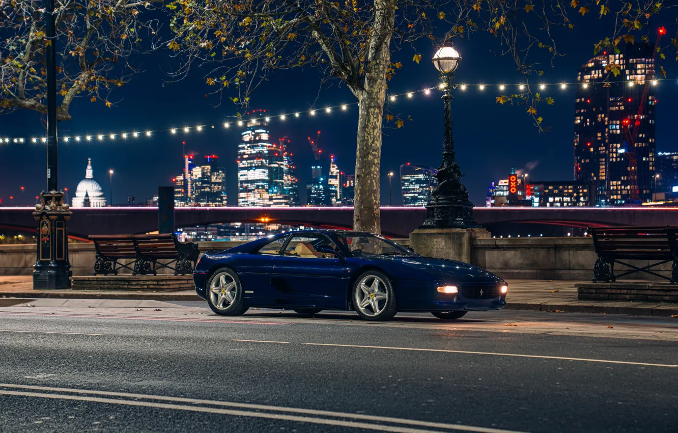 Фото обои car, city, lights, Ferrari, F355, Ferrari F355 Berlinetta